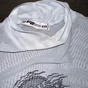 White Dragon Print vintage Shirt